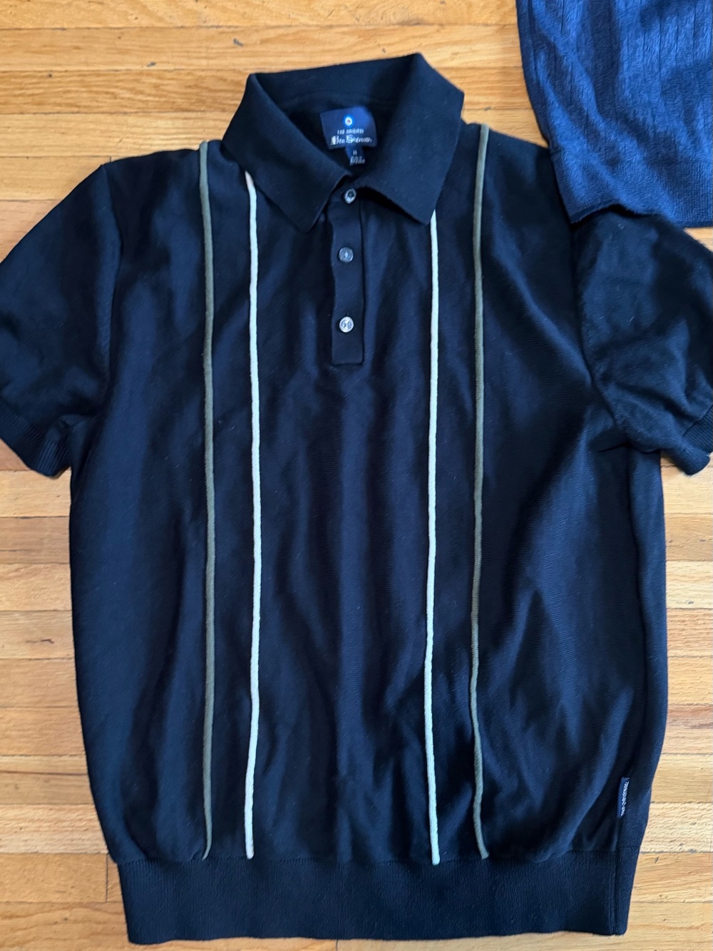 Three Men's Knit Polo Shirts - Blue, Black, Gray - Picture 2 of 4
